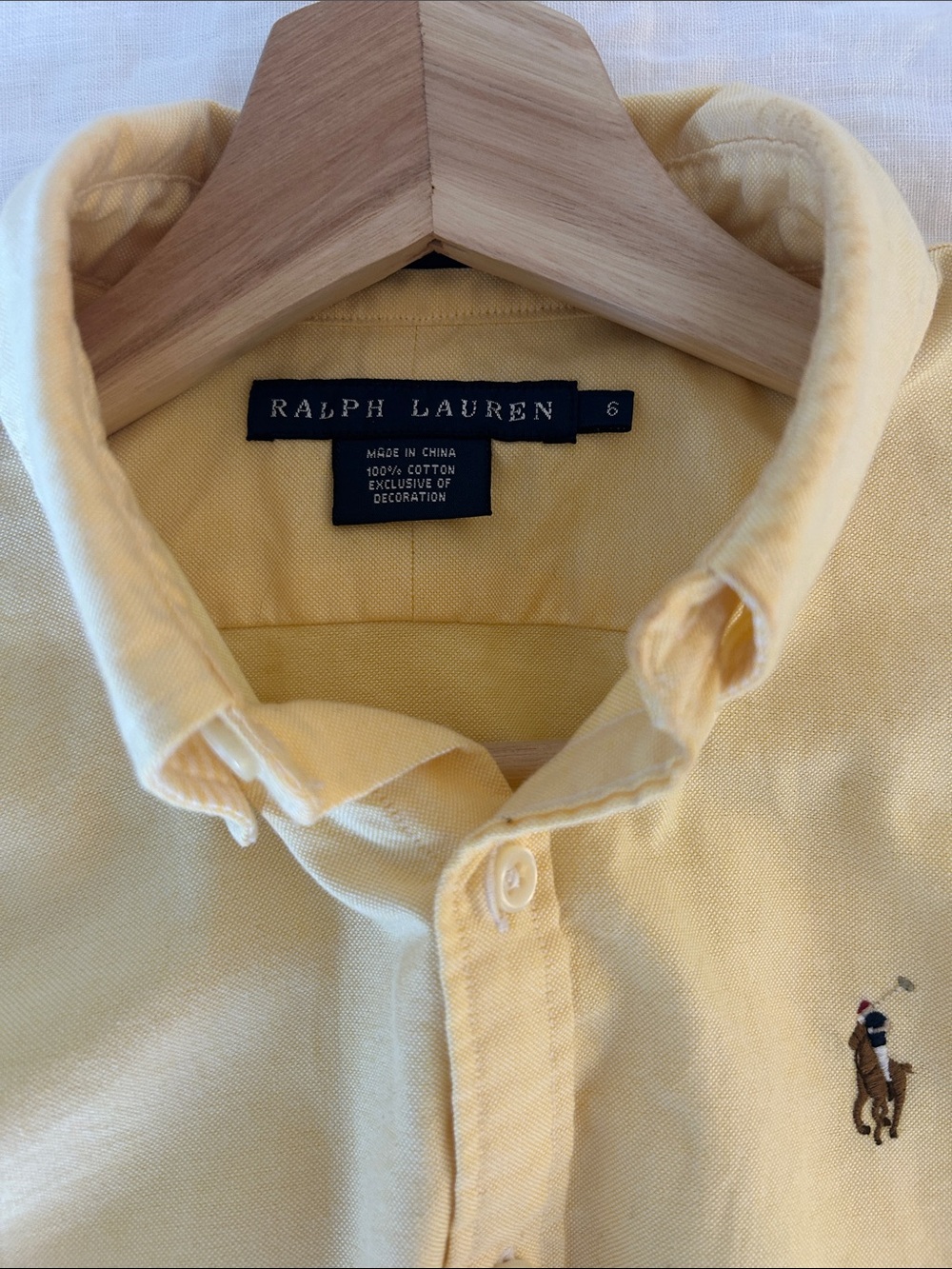 Ralph Lauren Light Yellow Button-Down Oxford Shirt - Picture 2 of 6